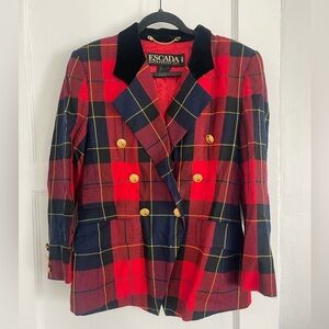 Vintage Escada by Margaretha Ley plaid women’s blazer